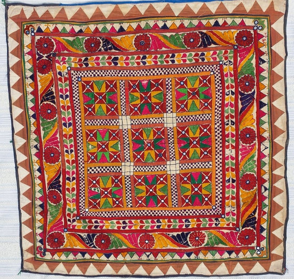 Cot Cover, Silk on Cotton - Gujarat